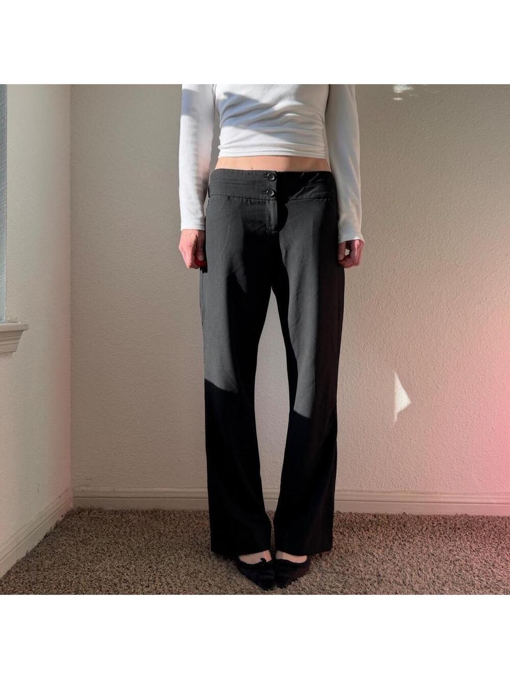 Vintage authentic rare y2k black low rise flare casual chino pants